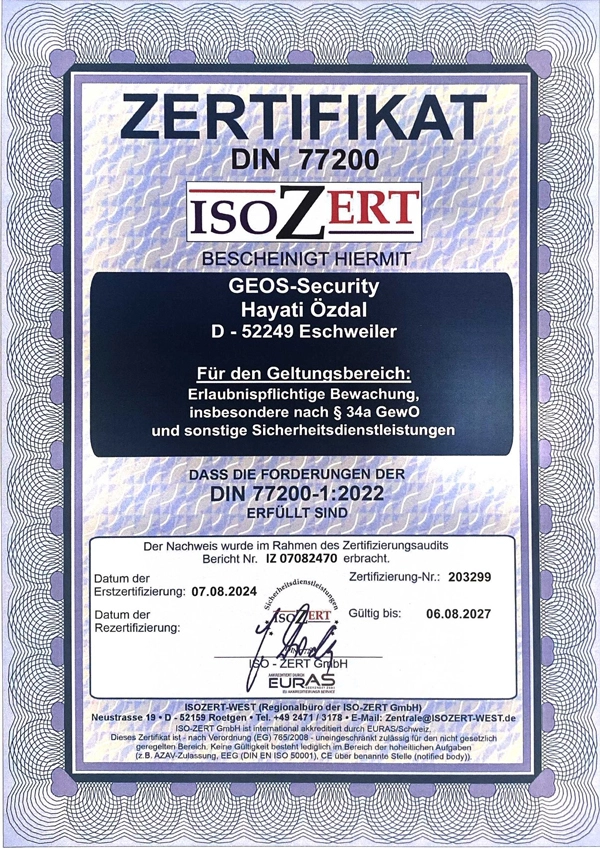 Iso Zertifikat Geos Security